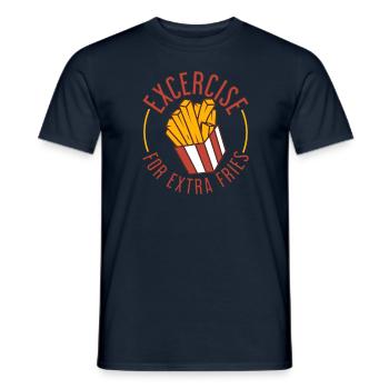 Exercice de gymnastique amusant pour les frites supplémentaires - T-shirt homme - marine - Devant - AI Model Male 178 light (178cm)