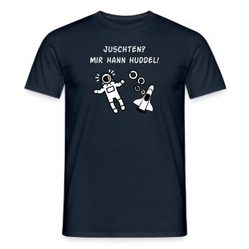 Juschten? Mir hann Huddel! - Männer T-Shirt - Navy - Vorne - AI Model Male 178 light (178cm)