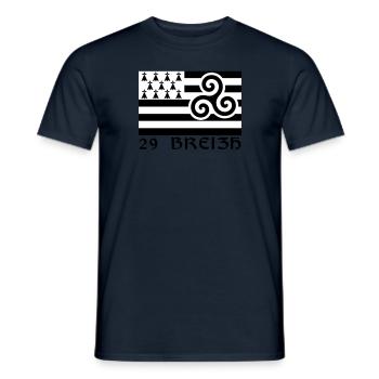 29 Breizh Finistère Bretagne - T-shirt homme - marine - Devant - AI Model Male 178 light (178cm)