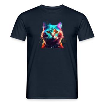 Cat Colorful - Men's T-Shirt - navy - Front - AI Model Male 178 light (178cm)
