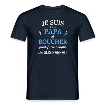 Je suis papa et boucher je suis parfait - T-shirt homme - marine - Devant - AI Model Male 178 light (178cm)