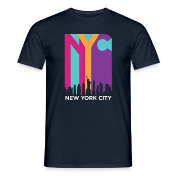 NYC New York City Skyline Statue de la Liberté - T-shirt homme - marine - Devant - AI Model Male 178 light (178cm)