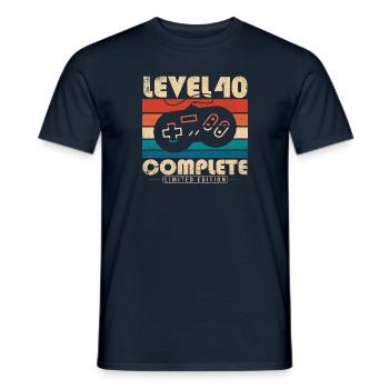 40th Birthday Gift Level 40 Complete - Men's T-Shirt - navy - Front - AI Model Male 178 light (178cm)