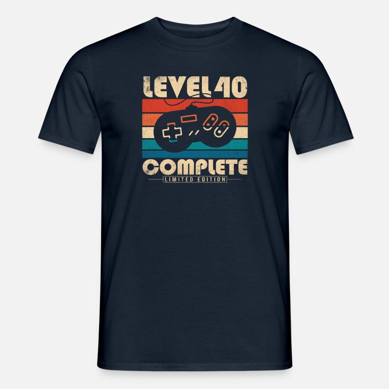 40. Geburtstag Geschenk Level 40 Complete - Männer T-Shirt - Navy
