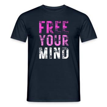 LIBÉREZ VOTRE – Couleur Violet, Rose, Blanc - T-shirt homme - marine - Devant - AI Model Male 178 light (178cm)