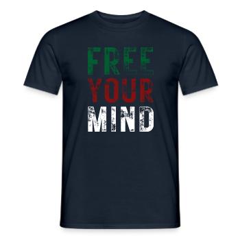 LIBÉREZ VOTRE – couleur vert, rouge, blanc - T-shirt homme - marine - Devant - AI Model Male 178 light (178cm)
