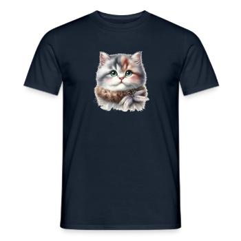 Chat mignon - T-shirt homme - marine - Devant - AI Model Male 178 light (178cm)