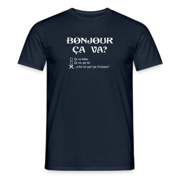Bonjour Ça va? ankreuzen - Männer T-Shirt - Navy - Vorne - AI Model Male 178 light (178cm)