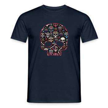 Buntes dekoratives Skullmuster - Männer T-Shirt - Navy - Vorne - AI Model Male 178 light (178cm)
