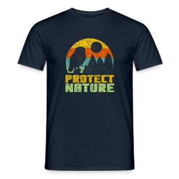 Chemise rétro Protect Nature Conservation - T-shirt homme - marine - Devant - AI Model Male 178 light (178cm)