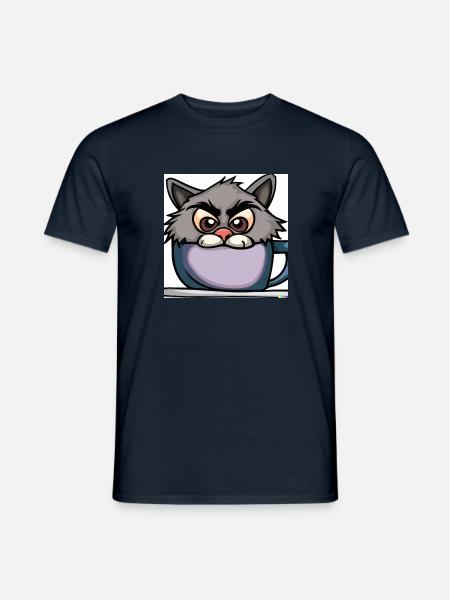 Katze schaut aus einer Tasse - Männer T-Shirt - Navy