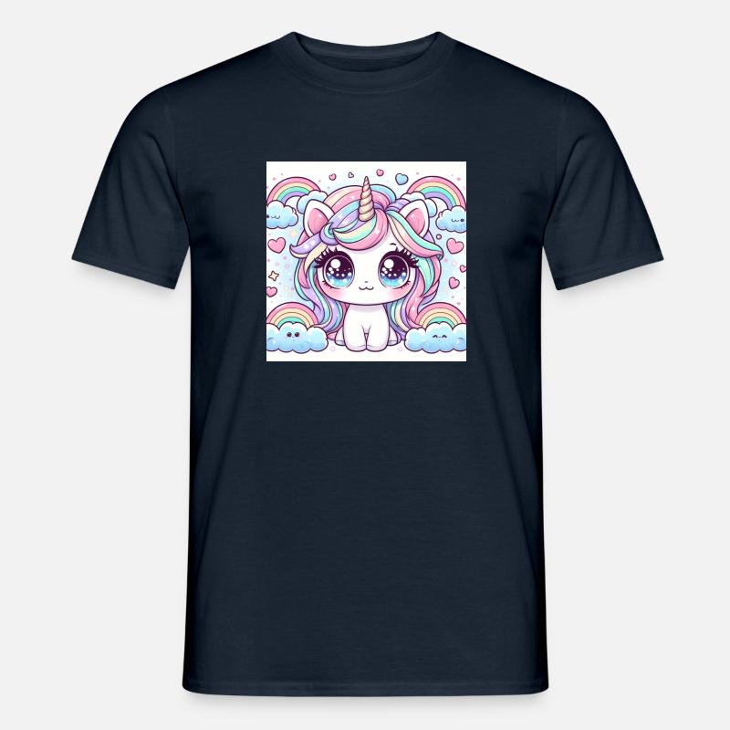 Regenbogen-Einhorn - Männer T-Shirt - Navy