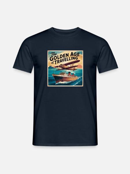 a vintage travel poster illustration wit J9ICn - Männer T-Shirt - Navy