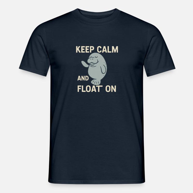 Manatee - keep calm - Männer T-Shirt - Navy