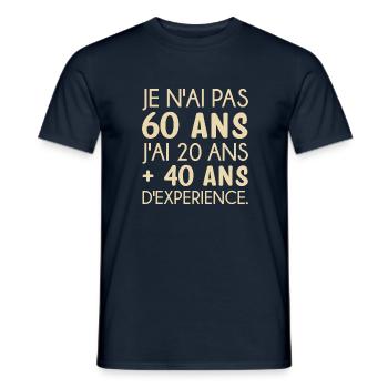 60 ans anniversaire - T-shirt homme - marine - Devant - AI Model Male 178 light (178cm)