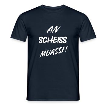 AN SCHIESS MUASSI WEISS - Männer T-Shirt - Navy - Vorne - AI Model Male 178 light (178cm)