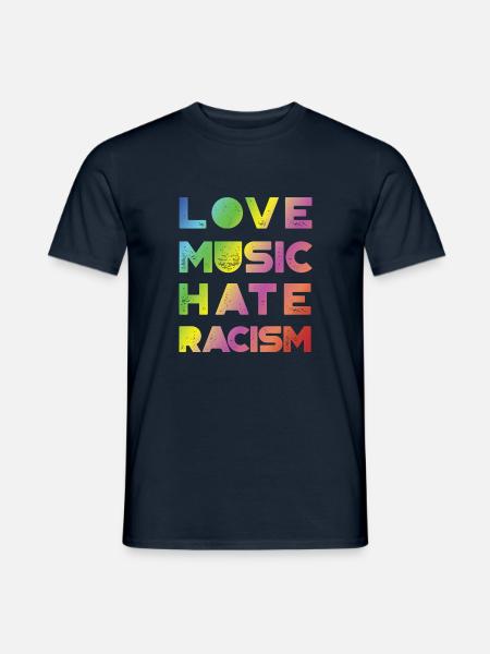 Love Music Hate Rasicm - Rainbow - Männer T-Shirt - Navy
