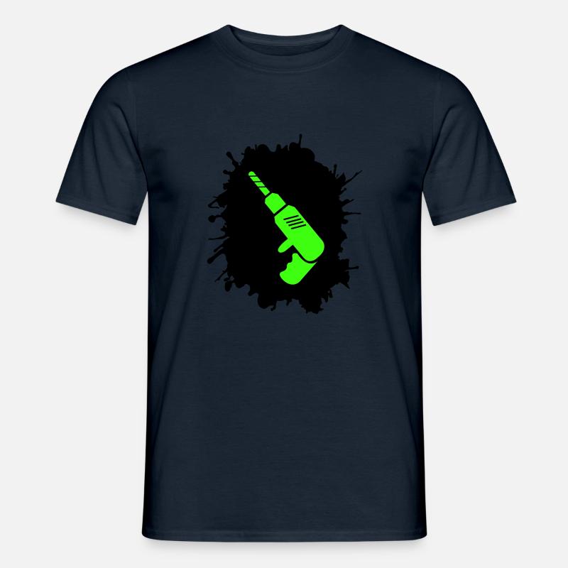 bohrmaschine klecks handwerker - Männer T-Shirt - Navy