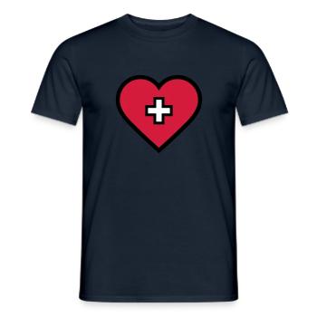 Herz mit Kreuz - Männer T-Shirt - Navy - Vorne - AI Model Male 178 light (178cm)