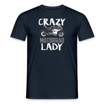 Motorrad Frau Superbikerin Geschenk · Crazy Lady - Männer T-Shirt - Navy - Vorne - AI Model Male 178 light (178cm)