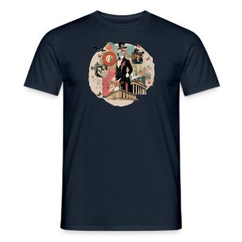 Vintage Flamingo Jazz Art - T-shirt homme - marine - Devant - AI Model Male 178 light (178cm)