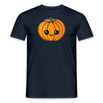 Süßer Kürbis Comic Gesicht Kind Halloween - Männer T-Shirt - Navy - Vorne - AI Model Male 178 light (178cm)