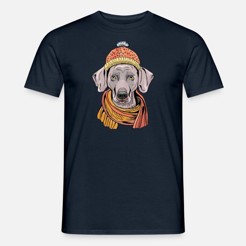 Hundebraque mit Mütze - Männer T-Shirt - Navy