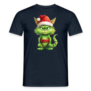 Katze Weihnachten Weihnachtselfe Geschenke Mütze - Männer T-Shirt - Navy - Vorne - AI Model Male 178 light (178cm)
