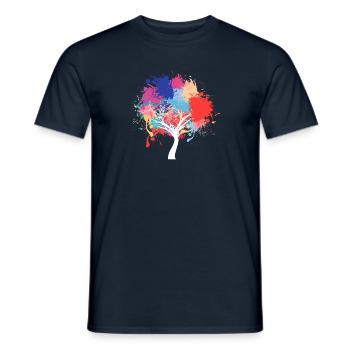 Éclaboussures de peinture d'arbre de protection de l'environnement - T-shirt homme - marine - Devant - AI Model Male 178 light (178cm)