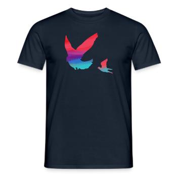oiseaux, coloré, aquarelle, pigeons, mouches - T-shirt homme - marine - Devant - AI Model Male 178 light (178cm)