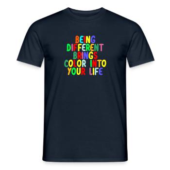 Be different be yourself bring color to life - Men's T-Shirt - navy - Front - AI Model Male 178 light (178cm)
