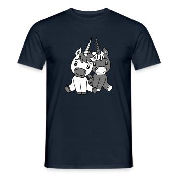 unicorn licornes couple couple love love 2 cute ch - T-shirt homme - marine - Devant - AI Model Male 178 light (178cm)