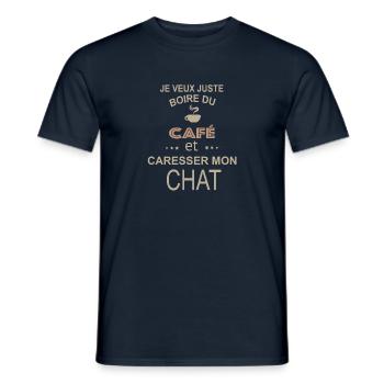 Humour chat - T-shirt homme - marine - Devant - AI Model Male 178 light (178cm)