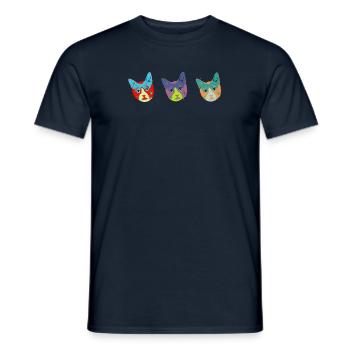 katzen gesichter,3 katzen,warhol, katzenkopf,katze - Männer T-Shirt - Navy - Vorne - AI Model Male 178 light (178cm)