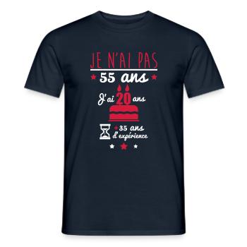 pas 55 ans anniversaire,cadeau d'anniversaire 55 - T-shirt homme - marine - Devant - AI Model Male 178 light (178cm)