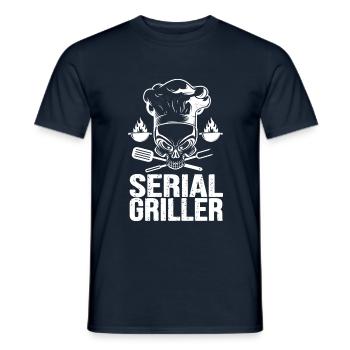 BBQ serial griller cadeau humour homme barbecue - T-shirt homme - marine - Devant - AI Model Male 178 light (178cm)