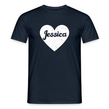 Jessica Vorname Geschenkidee Herz Love Ich liebe - Männer T-Shirt - Navy - Vorne - AI Model Male 178 light (178cm)