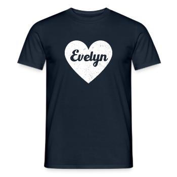Evelyn Vorname Geschenkidee Herz Love Ich liebe - Männer T-Shirt - Navy - Vorne - AI Model Male 178 light (178cm)