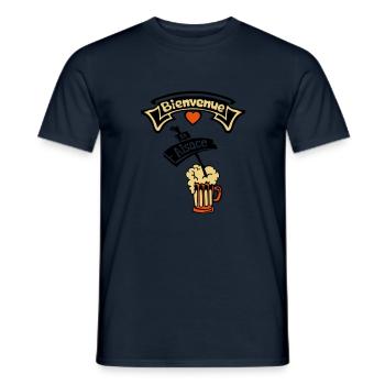alsace bienvenue biere alcool humour region - T-shirt homme - marine - Devant - AI Model Male 178 light (178cm)