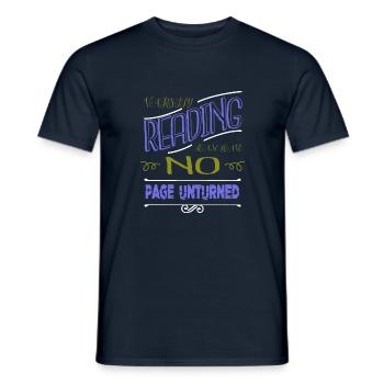 fun gift idea books lover readers book cat wine - Männer T-Shirt - Navy - Vorne - AI Model Male 178 light (178cm)