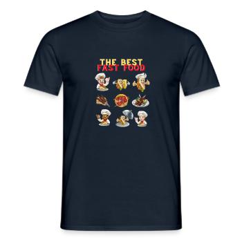 I like Fast Food, Kebeb, Tortilla, Charocal Grill - Men's T-Shirt - navy - Front - AI Model Male 178 light (178cm)