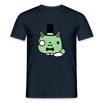 Sir Cat Gentleman Chapeau haut de forme Monocle Rich Gentleman - T-shirt homme - marine - Devant - AI Model Male 178 light (178cm)