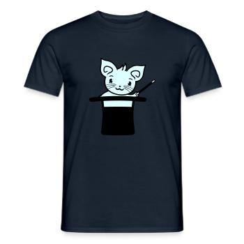 Chapeau haut de forme magique enchanté Chat sorcier - T-shirt homme - marine - Devant - AI Model Male 178 light (178cm)