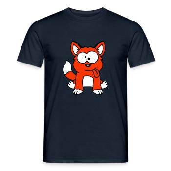 chien renard drôle grimace plisser la langue - T-shirt homme - marine - Devant - AI Model Male 178 light (178cm)