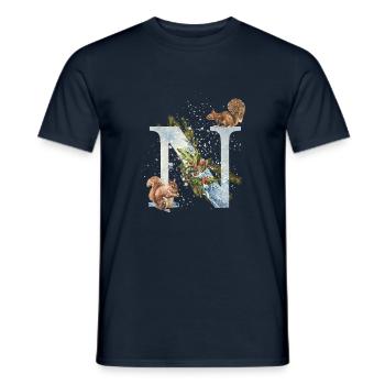 Squirrel initial letter N - Men's T-Shirt - navy - Front - AI Model Male 178 light (178cm)