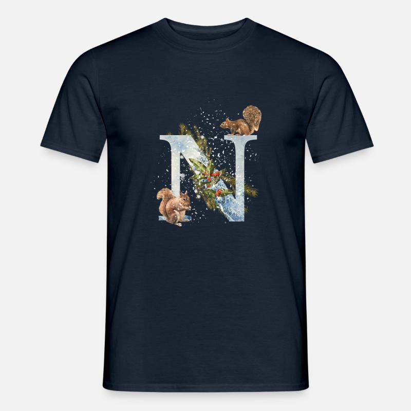 Eichhörnchen Anfangsbuchstabe N - Männer T-Shirt - Navy