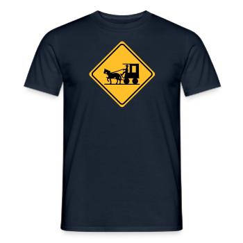 Warnung - Pferdekutsche - 2 Farb Vektor - Männer T-Shirt - Navy - Vorne - AI Model Male 178 light (178cm)
