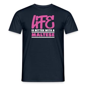 Das Leben ist mit einem malteser besser - Männer T-Shirt - Navy - Vorne - AI Model Male 178 light (178cm)