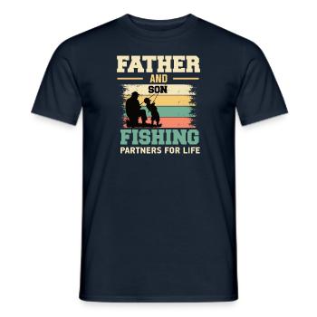 Pêche père fils rétro vintage cadeau de fête des pères - T-shirt homme - marine - Devant - AI Model Male 178 light (178cm)