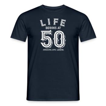 50 birthday - 50 years old - Men's T-Shirt - navy - Front - AI Model Male 178 light (178cm)